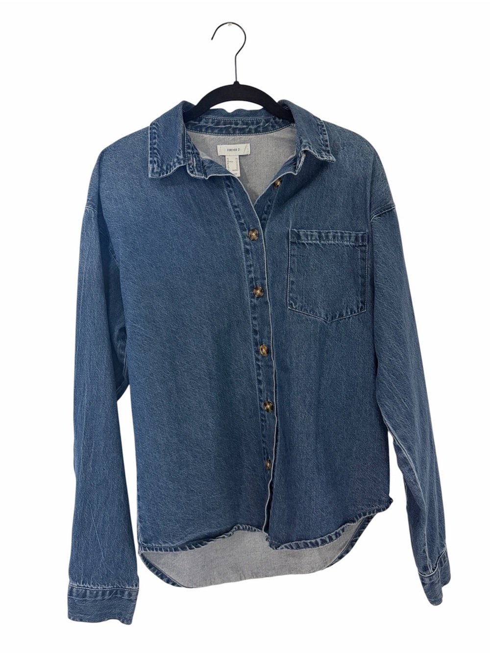 Forever 21 Blue Denim Button-Front Shirt